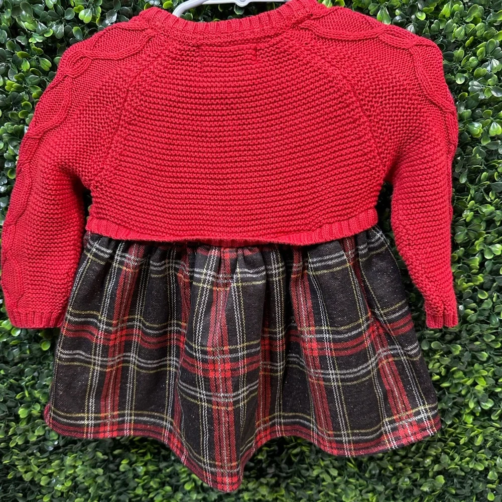 Red Cable Knit Sweater‎ plaid  Dress for nwot